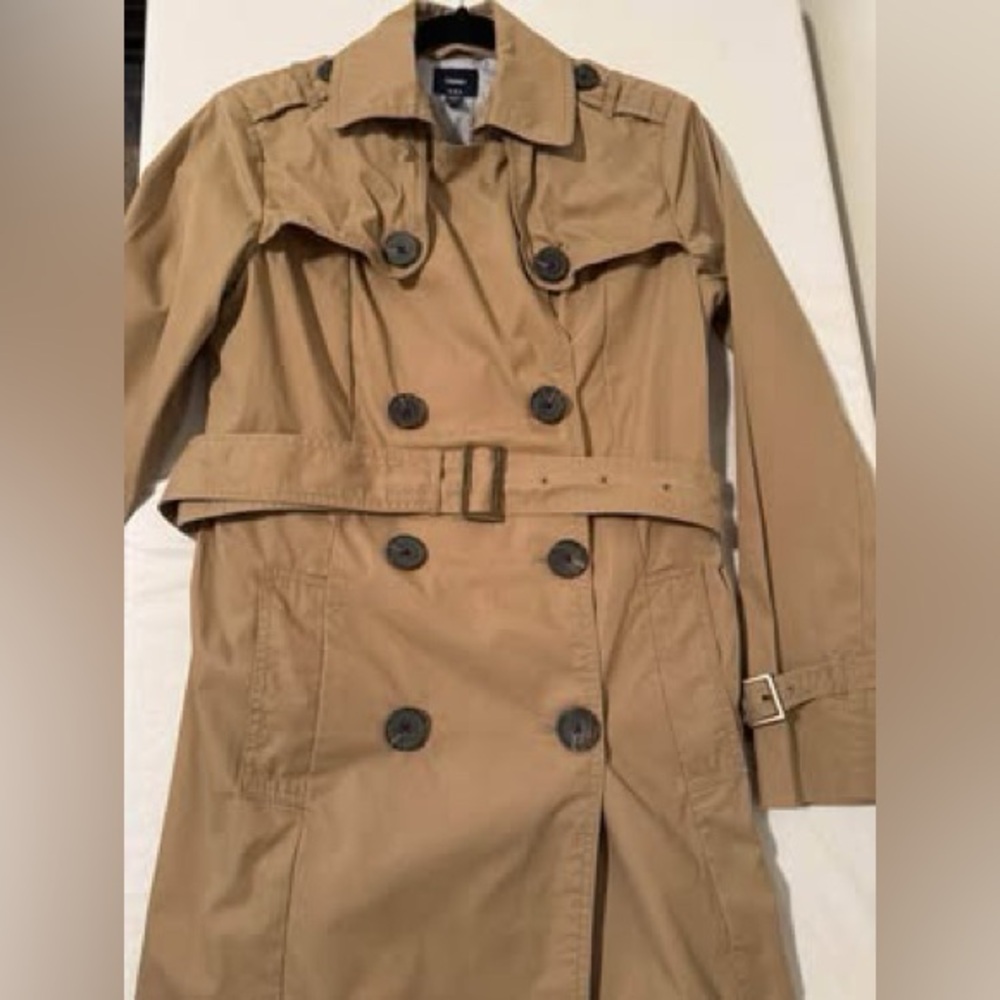 GAP Classic Beige khaki Trench Coat double breasted belt women’s small - Picture 7 of 7